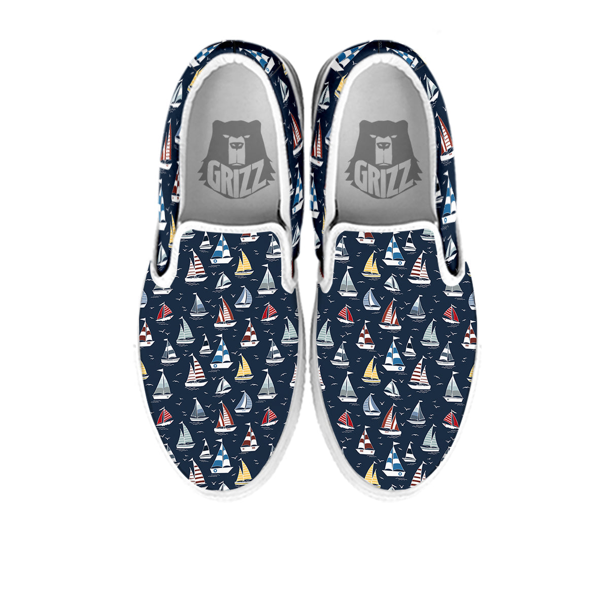 Boat On Sea Print Pattern White Slip On Shoes-grizzshop