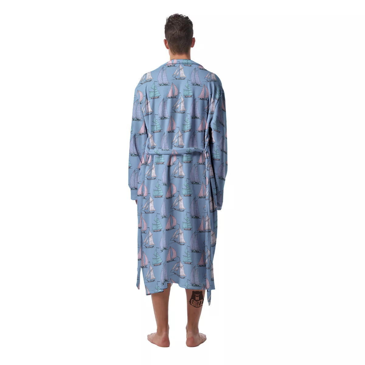 Boat Vintage Print Pattern Men's Robe-grizzshop