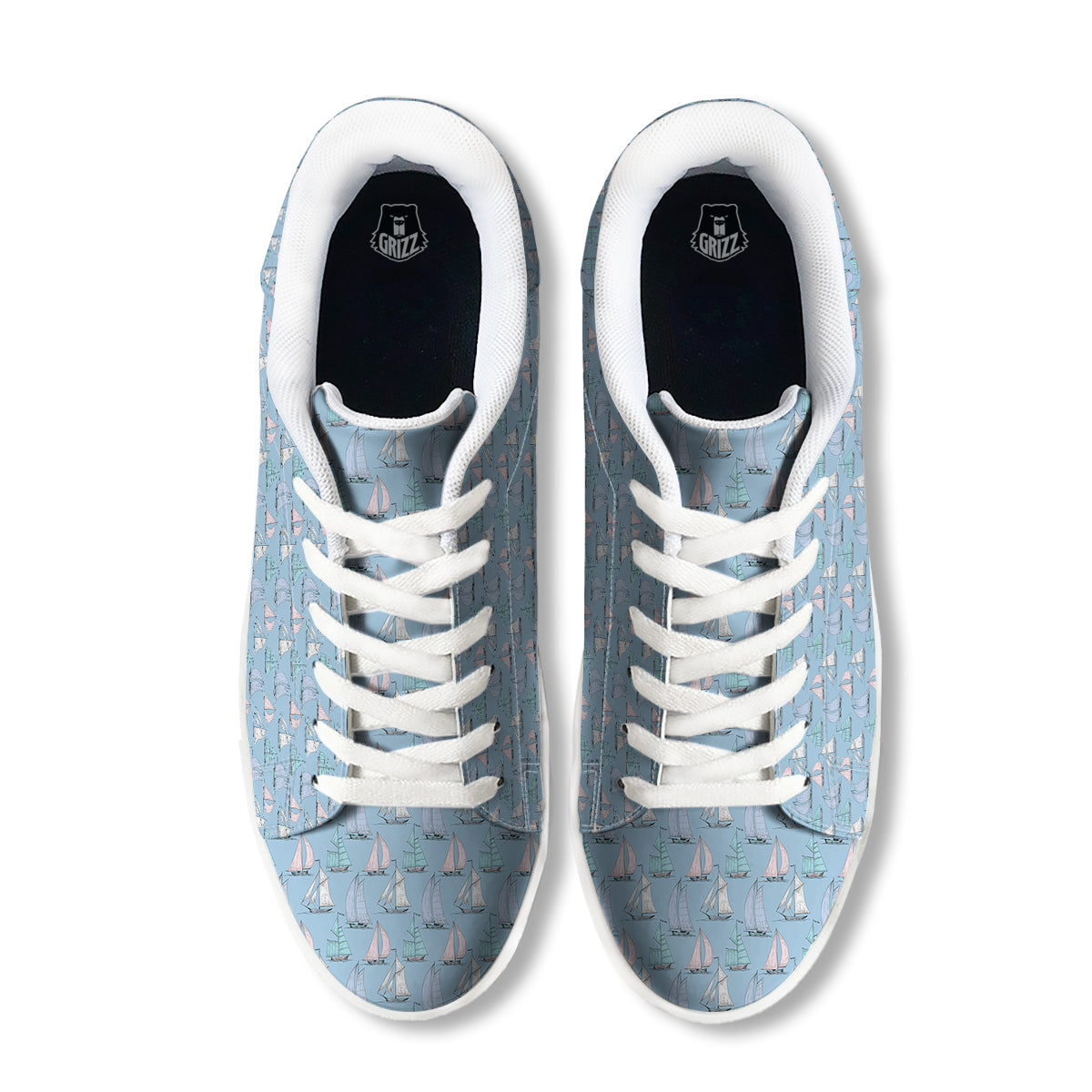 Boat Vintage Print Pattern White Low Top Sneakers-grizzshop