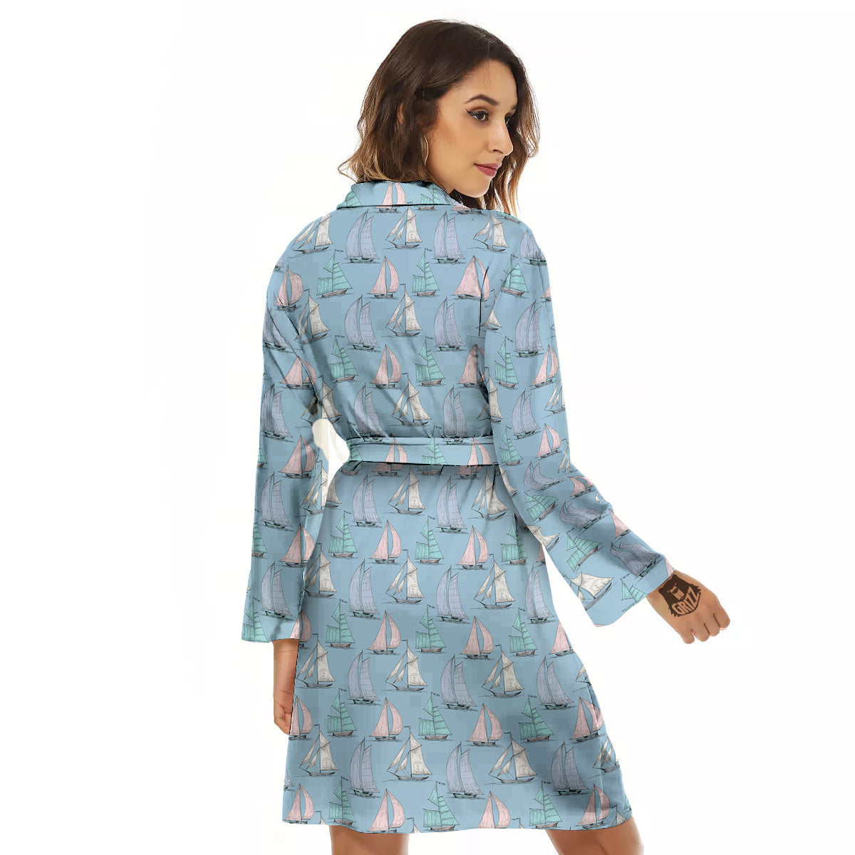 Boat Vintage Print Pattern Women's Robe-grizzshop