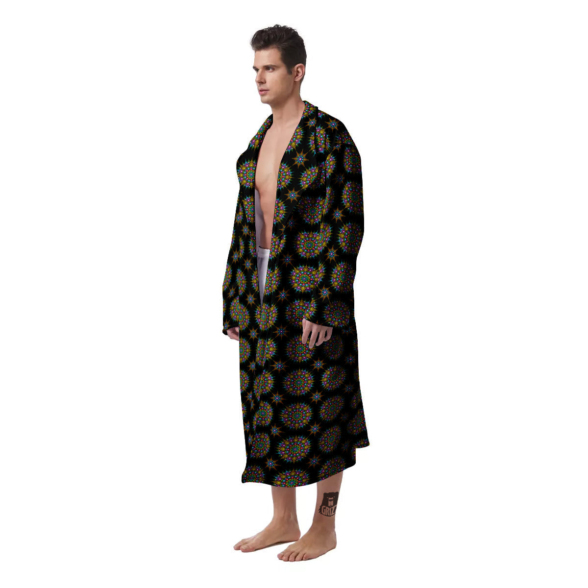 Bohemian Colorful Mandala Print Pattern Men's Robe-grizzshop