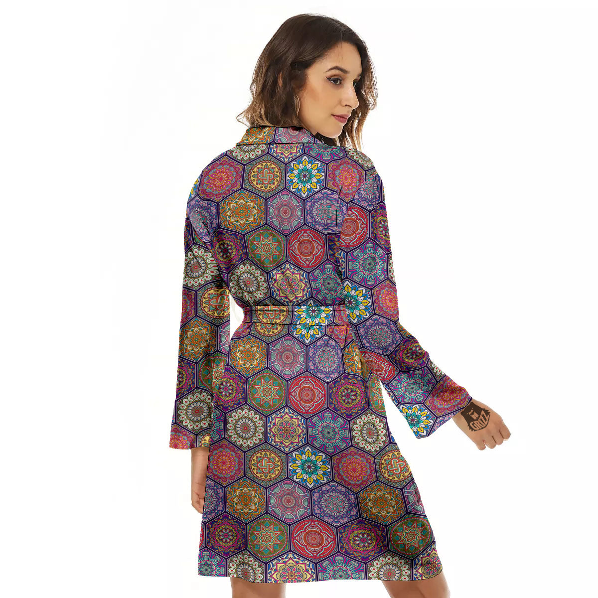 Bohemian Ethnic Mandala Print Pattern Women's Robe-grizzshop