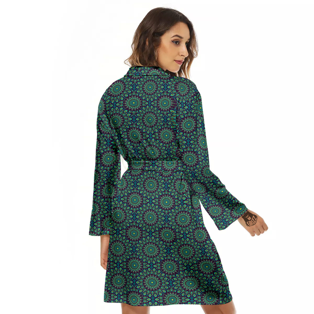 Bohemian Ethnic Teal Print Pattern Women's Robe-grizzshop
