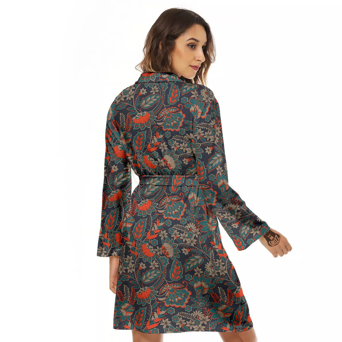 Bohemian Floral Retro Vintage Print Pattern Women's Robe-grizzshop