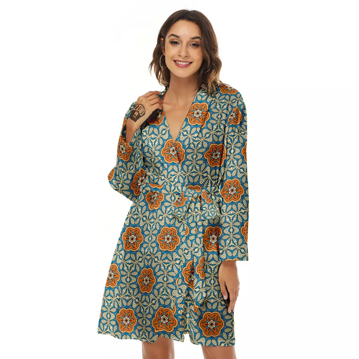 Bohemian Mandala Floral Print Pattern Women's Robe-grizzshop