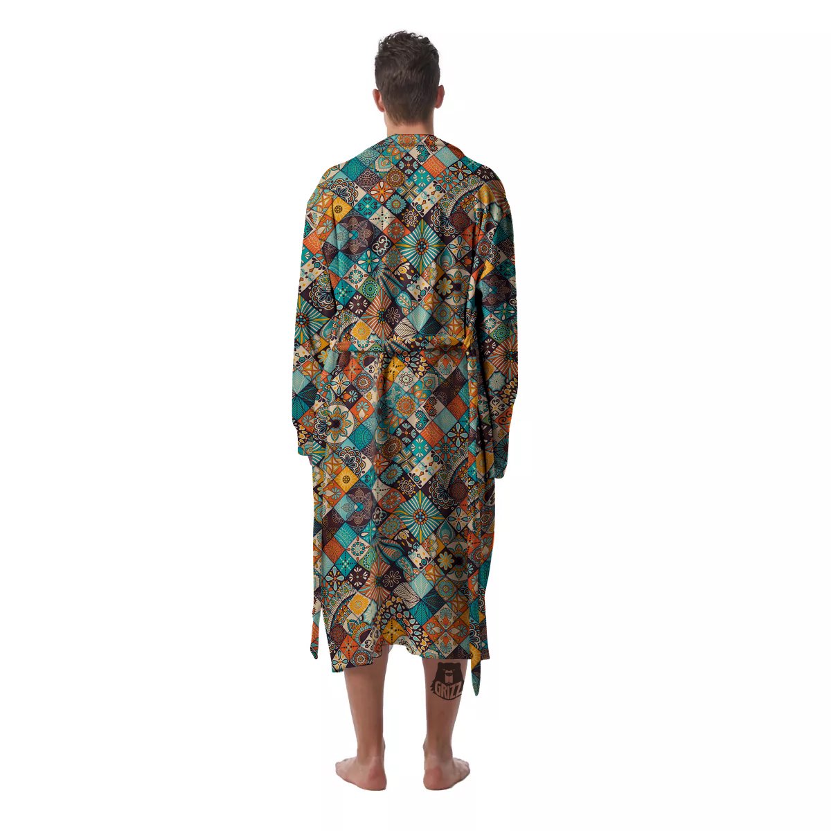 Bohemian Mandala Floral Vintage Print Pattern Men's Robe-grizzshop