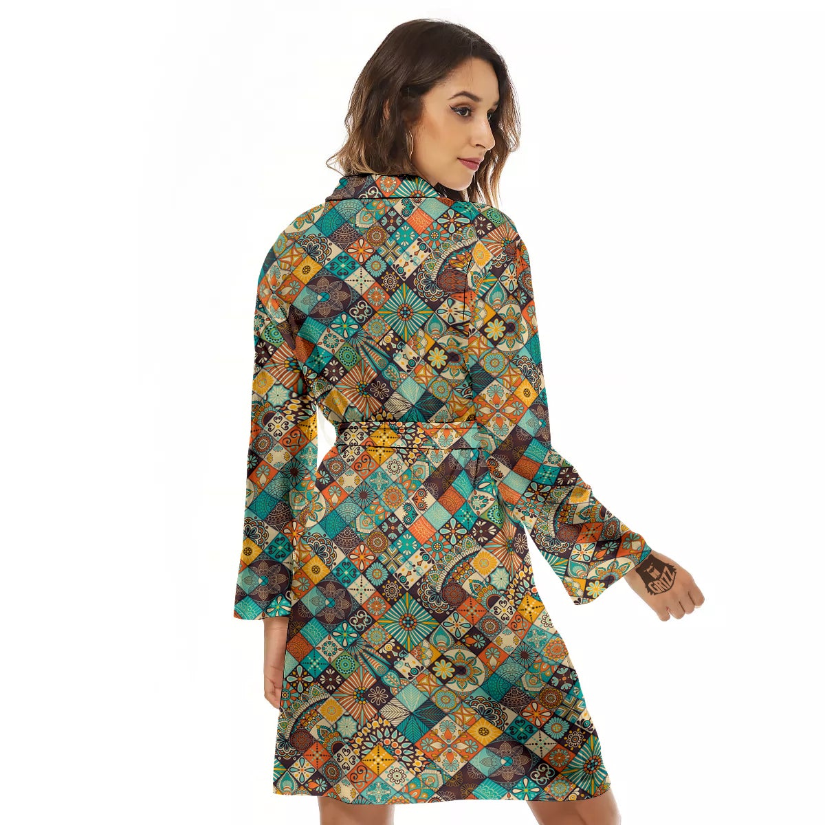 Bohemian Mandala Floral Vintage Print Pattern Women's Robe-grizzshop