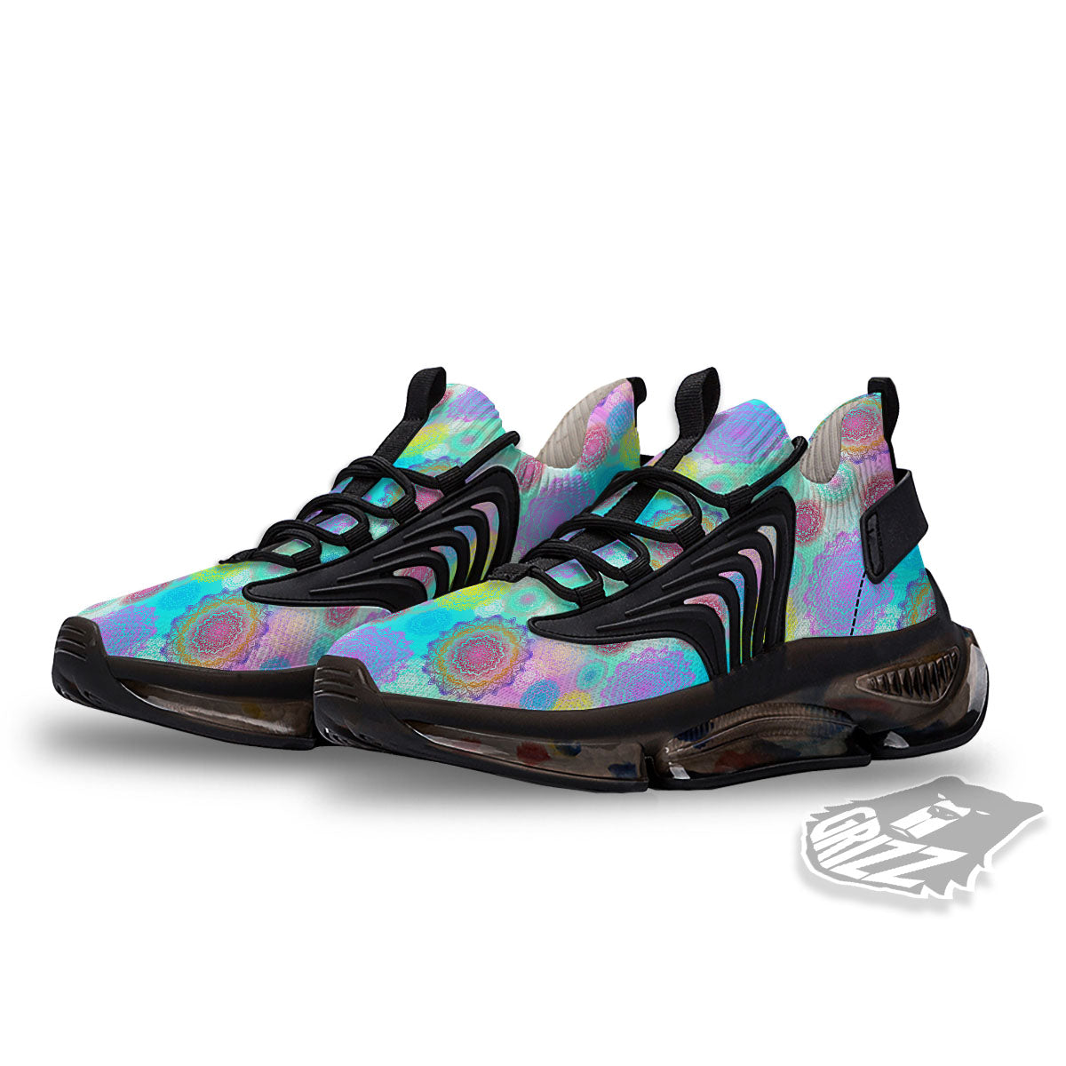 Bohemian Mandala Pastel Print Pattern Black Gym Shoes-grizzshop