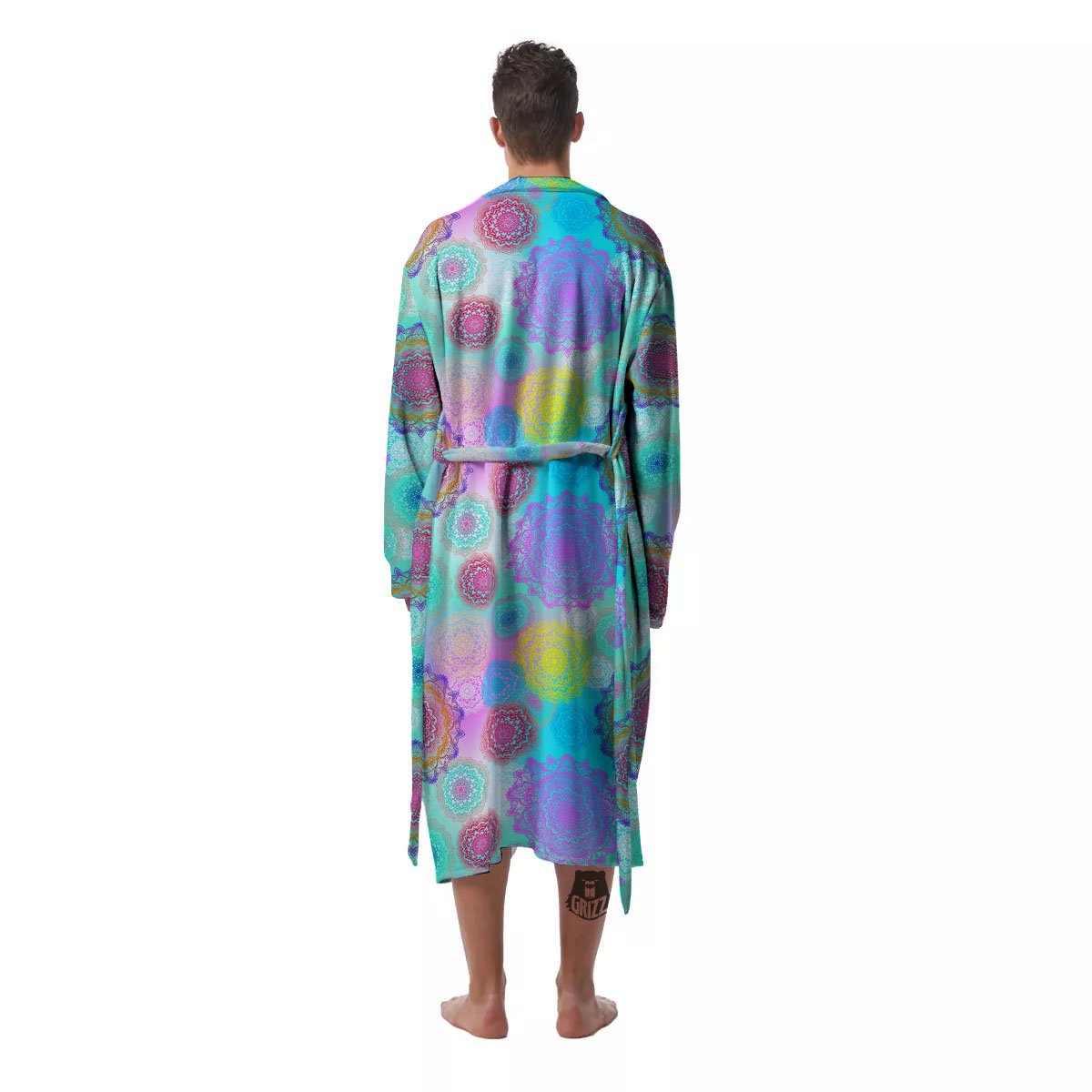 Bohemian Mandala Pastel Print Pattern Men's Robe-grizzshop