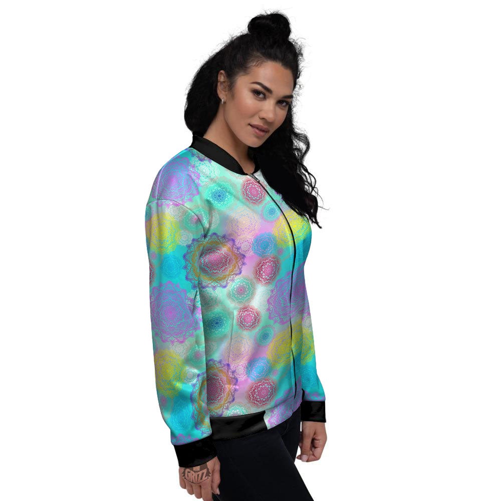 Bohemian Mandala Pastel Print Pattern Women's Bomber Jacket-grizzshop