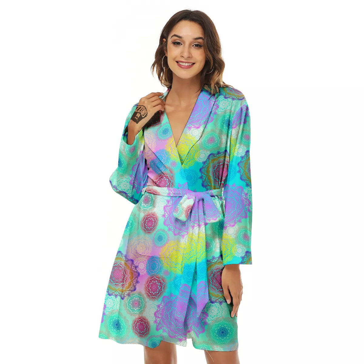 Bohemian Mandala Pastel Print Pattern Women's Robe-grizzshop