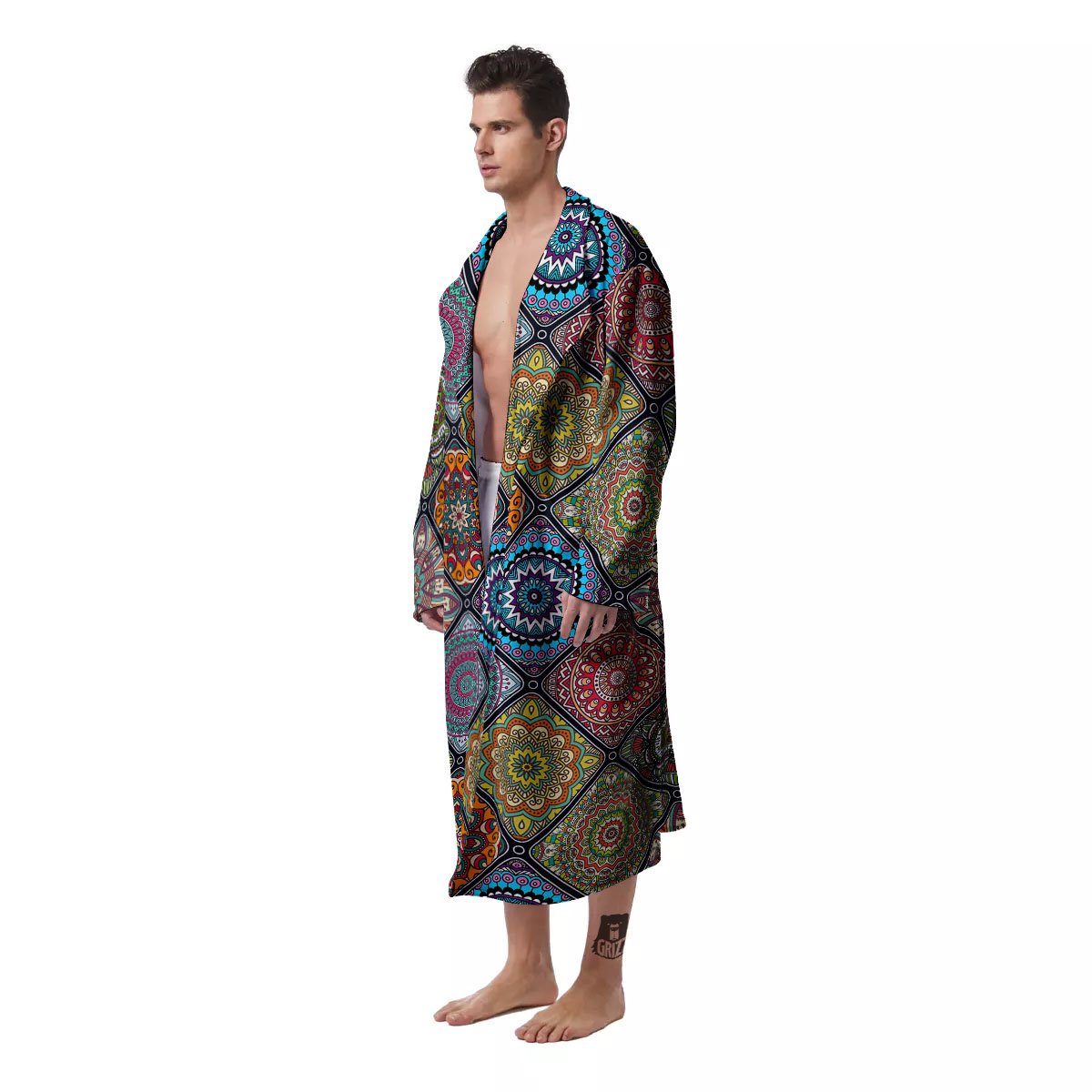 Bohemian Mandala Retro Print Pattern Men's Robe-grizzshop