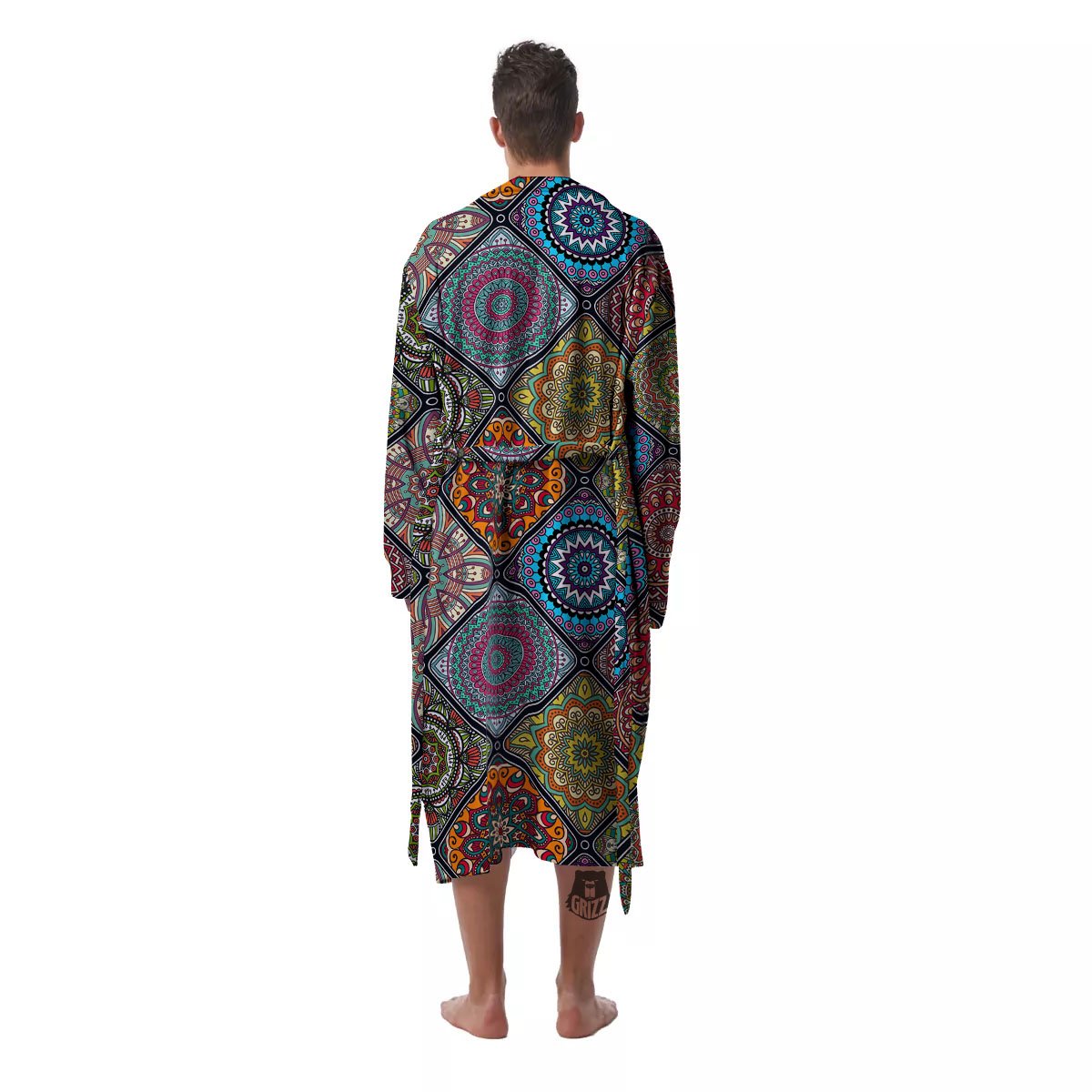 Bohemian Mandala Retro Print Pattern Men's Robe-grizzshop