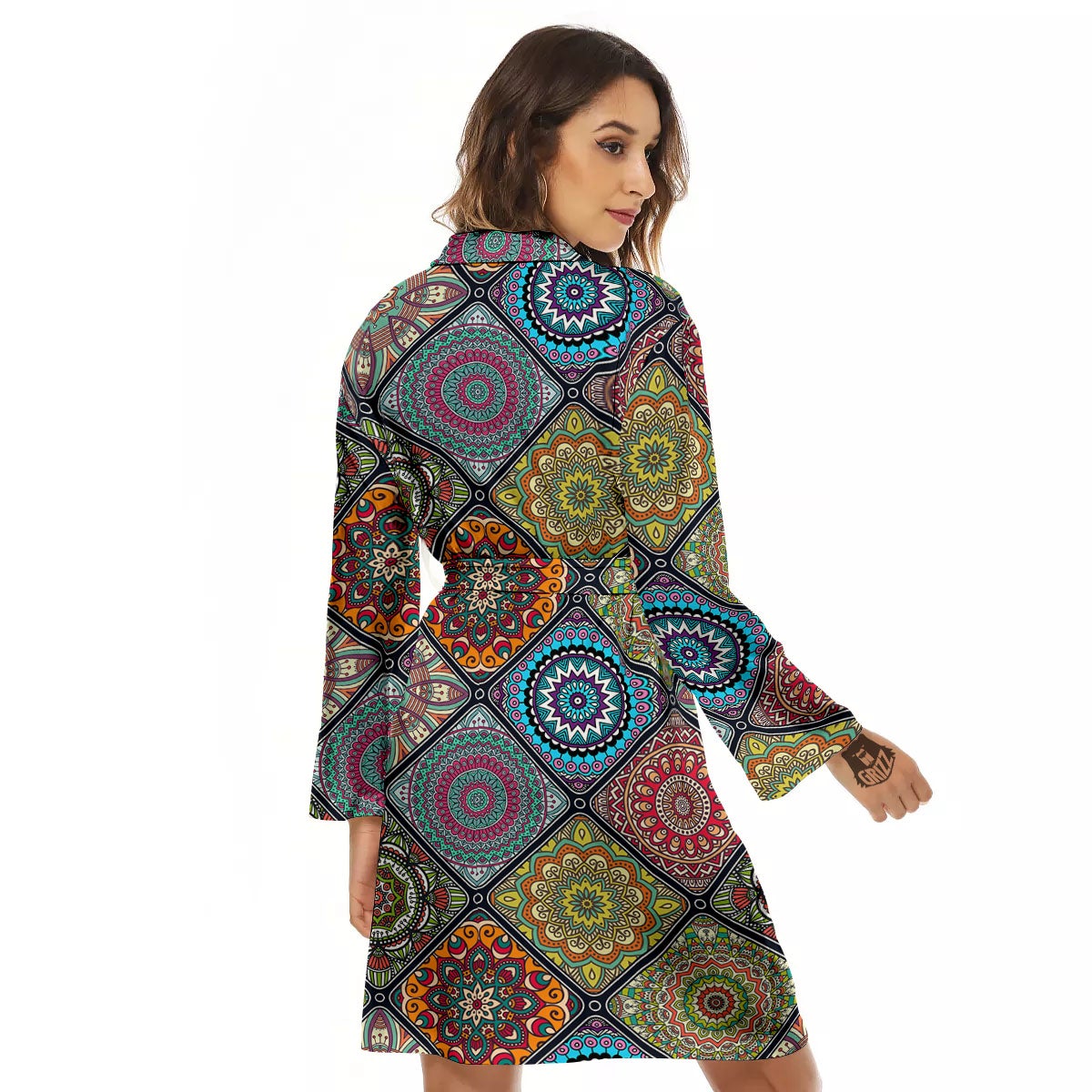 Bohemian Mandala Retro Print Pattern Women's Robe-grizzshop