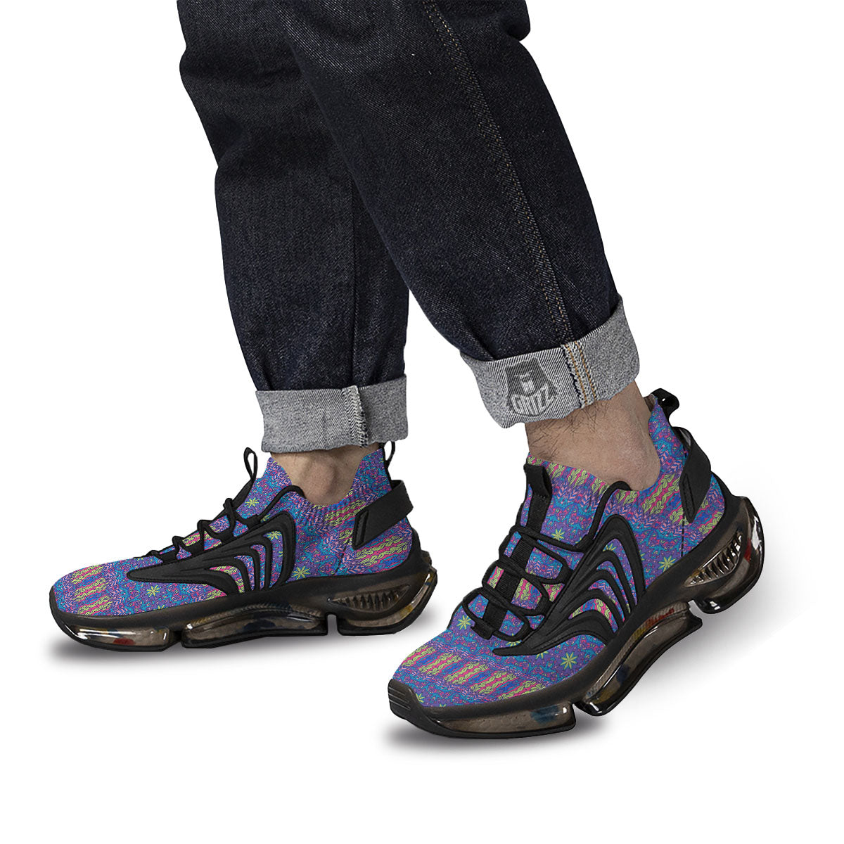 Bohemian Mandala Star Print Pattern Black Gym Shoes-grizzshop