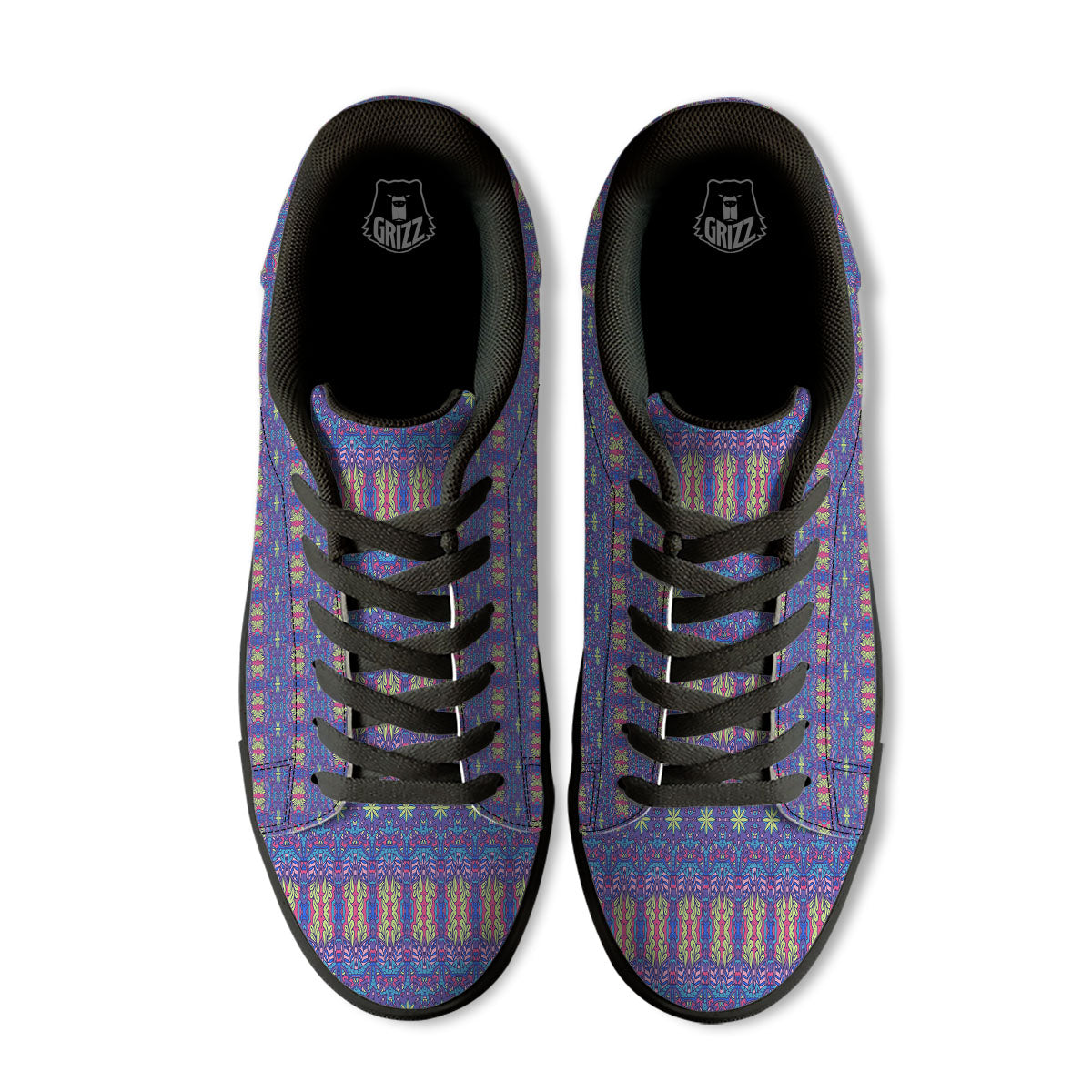 Bohemian Mandala Star Print Pattern Black Low Top Sneakers-grizzshop