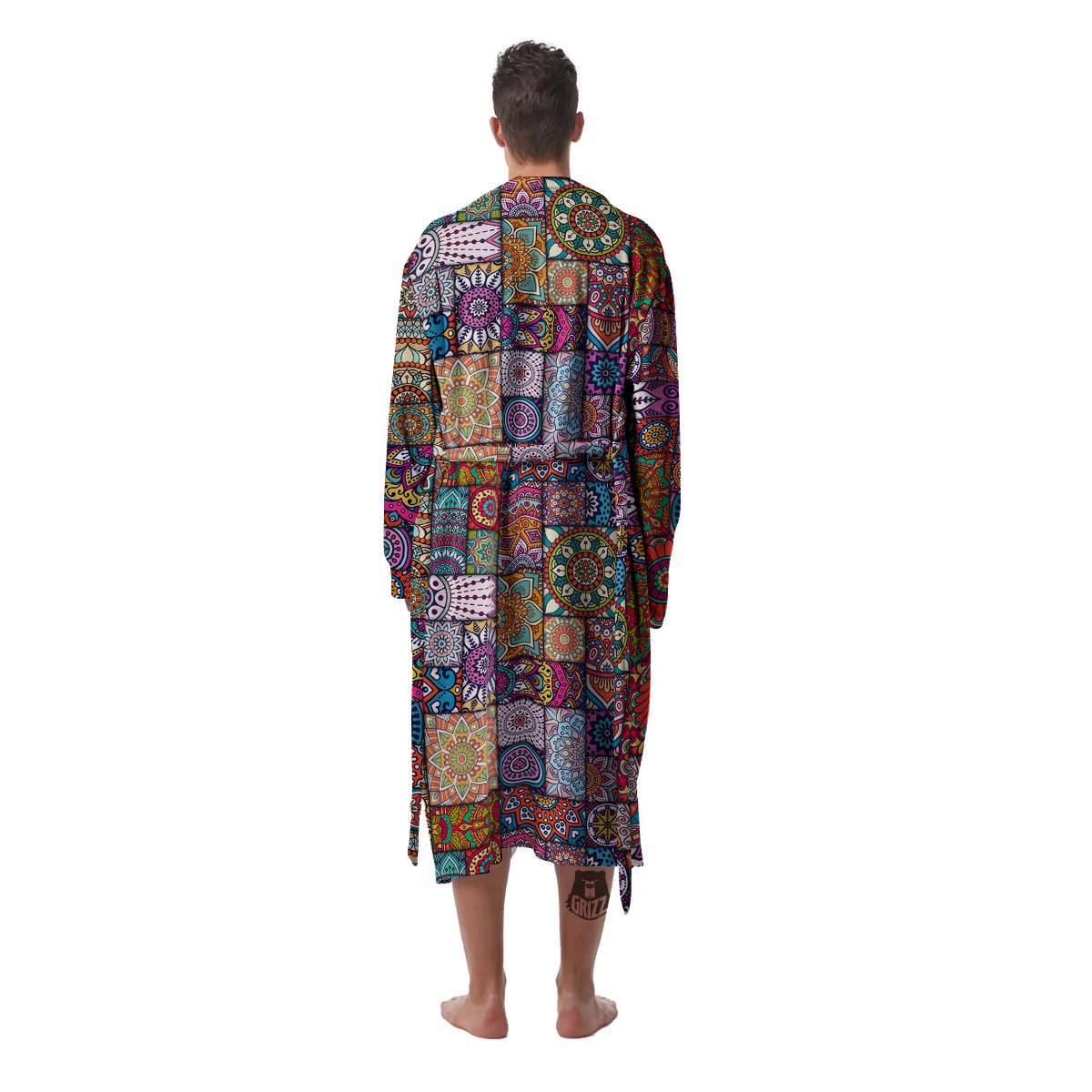 Bohemian Mandala Tile Print Pattern Men's Robe-grizzshop