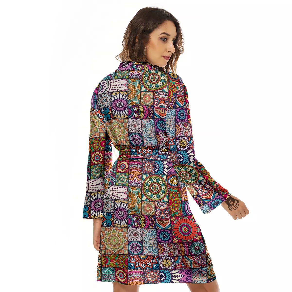 Bohemian Mandala Tile Print Pattern Women's Robe-grizzshop