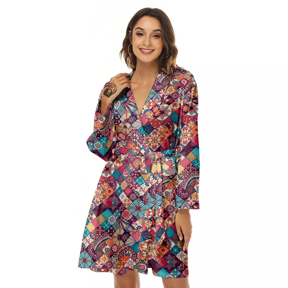Bohemian Mandala Vintage Print Pattern Women's Robe-grizzshop
