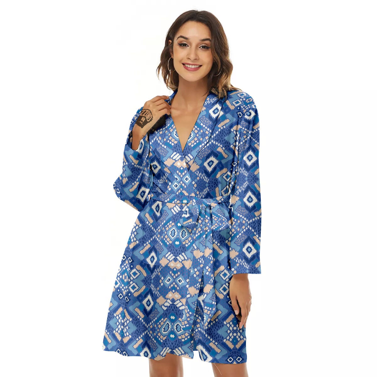 Bohemian Native Tribal Print Pattern Women's Robe-grizzshop