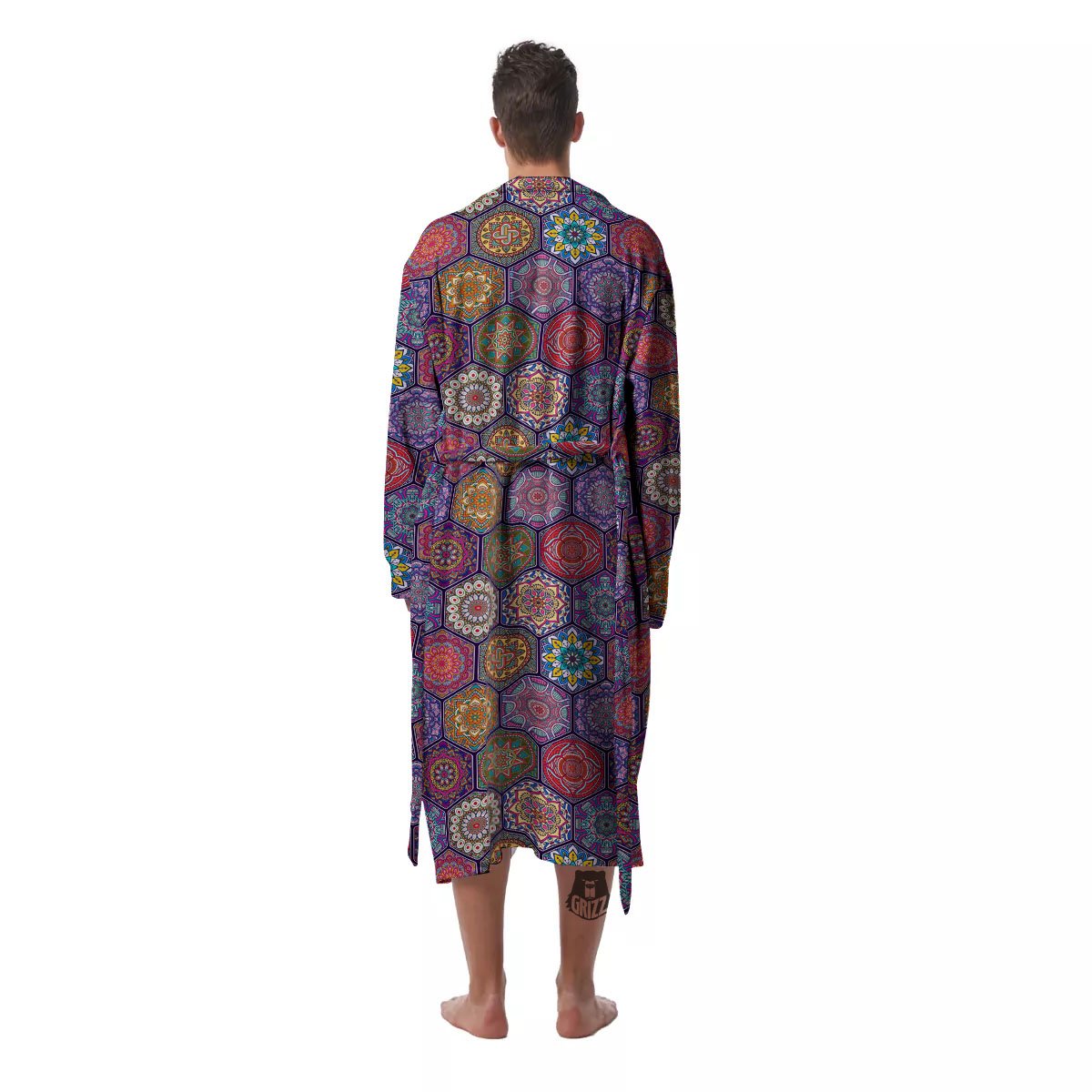 Bohemian Oriental Mandala Print Pattern Men's Robe-grizzshop