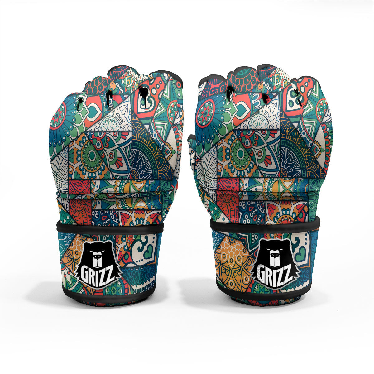 Bohemian Patchwork Mandala Print Pattern MMA Gloves-grizzshop