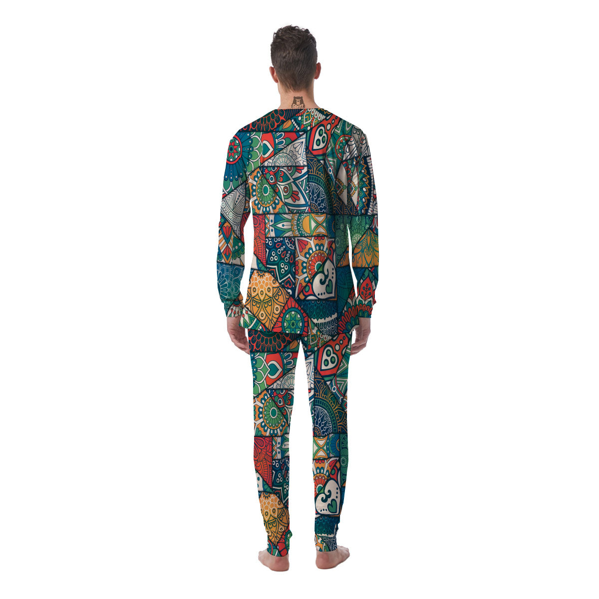 Bohemian Patchwork Mandala Print Pattern Men's Pajamas-grizzshop