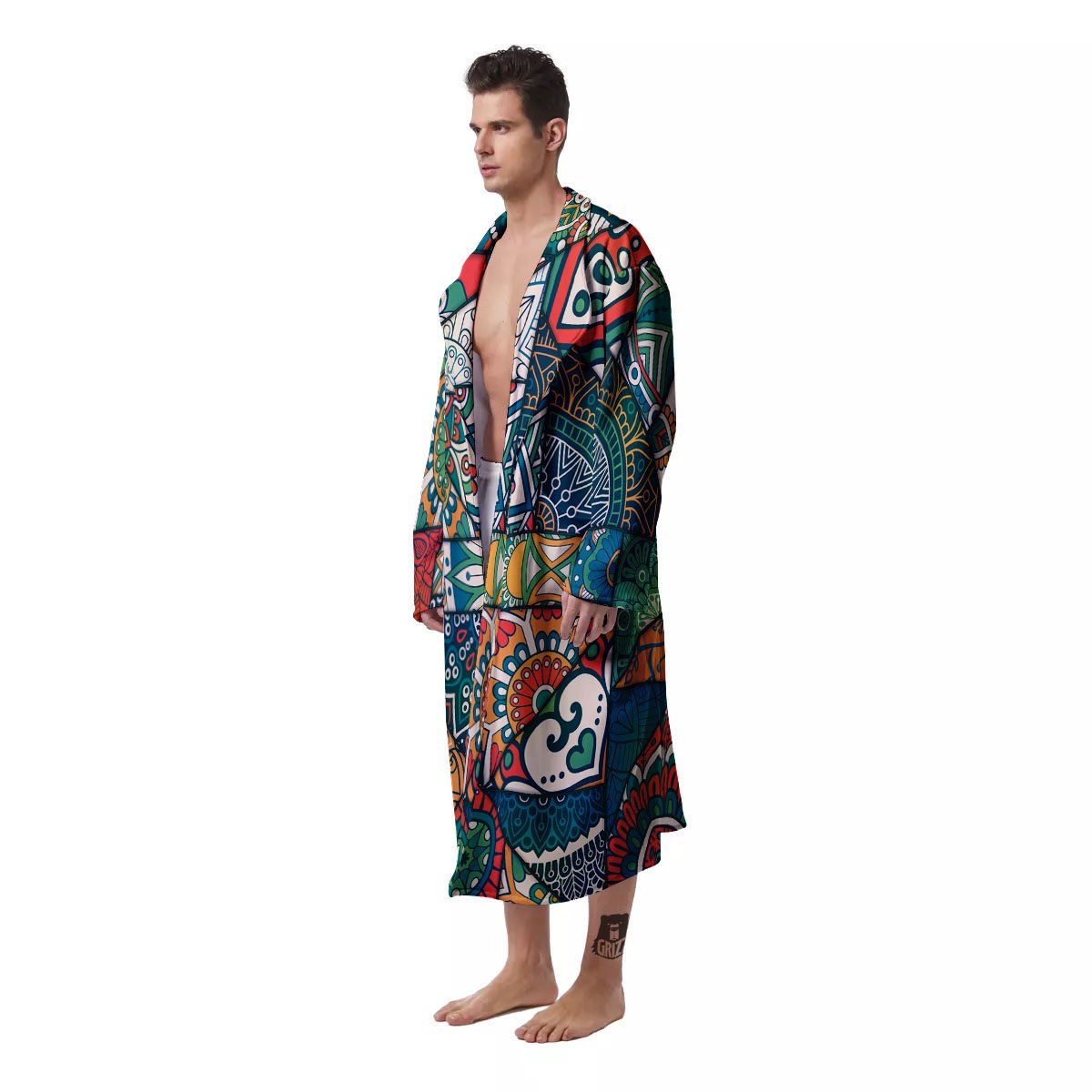 Bohemian Patchwork Mandala Print Pattern Men's Robe-grizzshop
