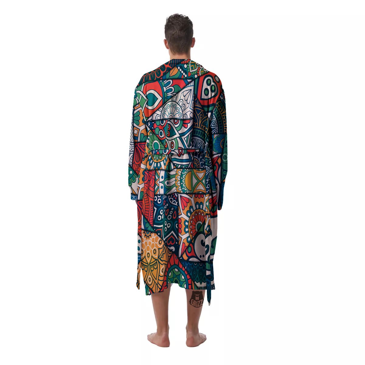 Bohemian Patchwork Mandala Print Pattern Men's Robe-grizzshop