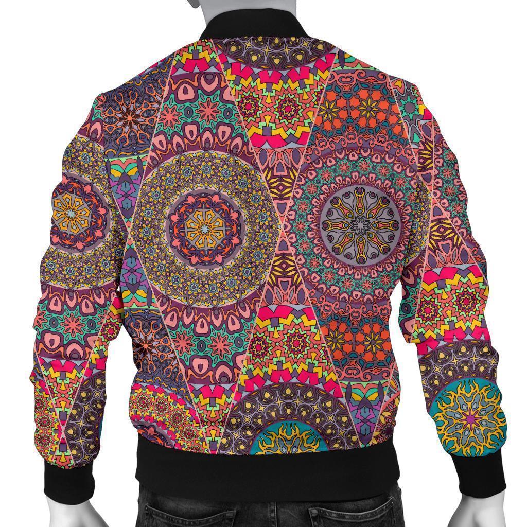 Bohemian Patchwork Pattern Print Men's Bomber Jacket-grizzshop