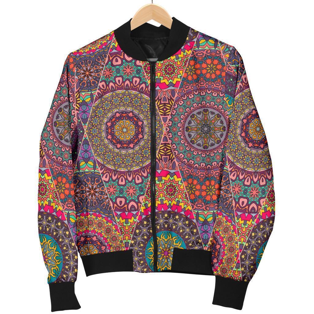 Bohemian Patchwork Pattern Print Men's Bomber Jacket-grizzshop