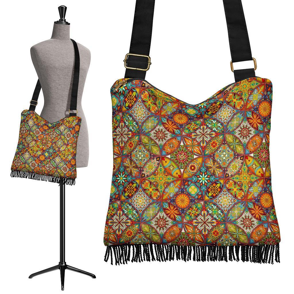 Bohemian Patchwork Print Pattern Leather Tote Bag main image 0