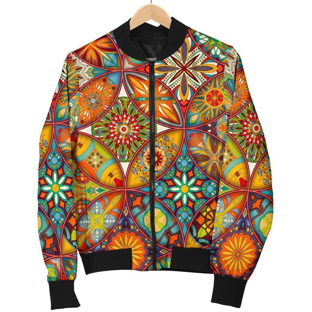 Bohemian Patchwork Print Pattern Men's Bomber Jacket-grizzshop