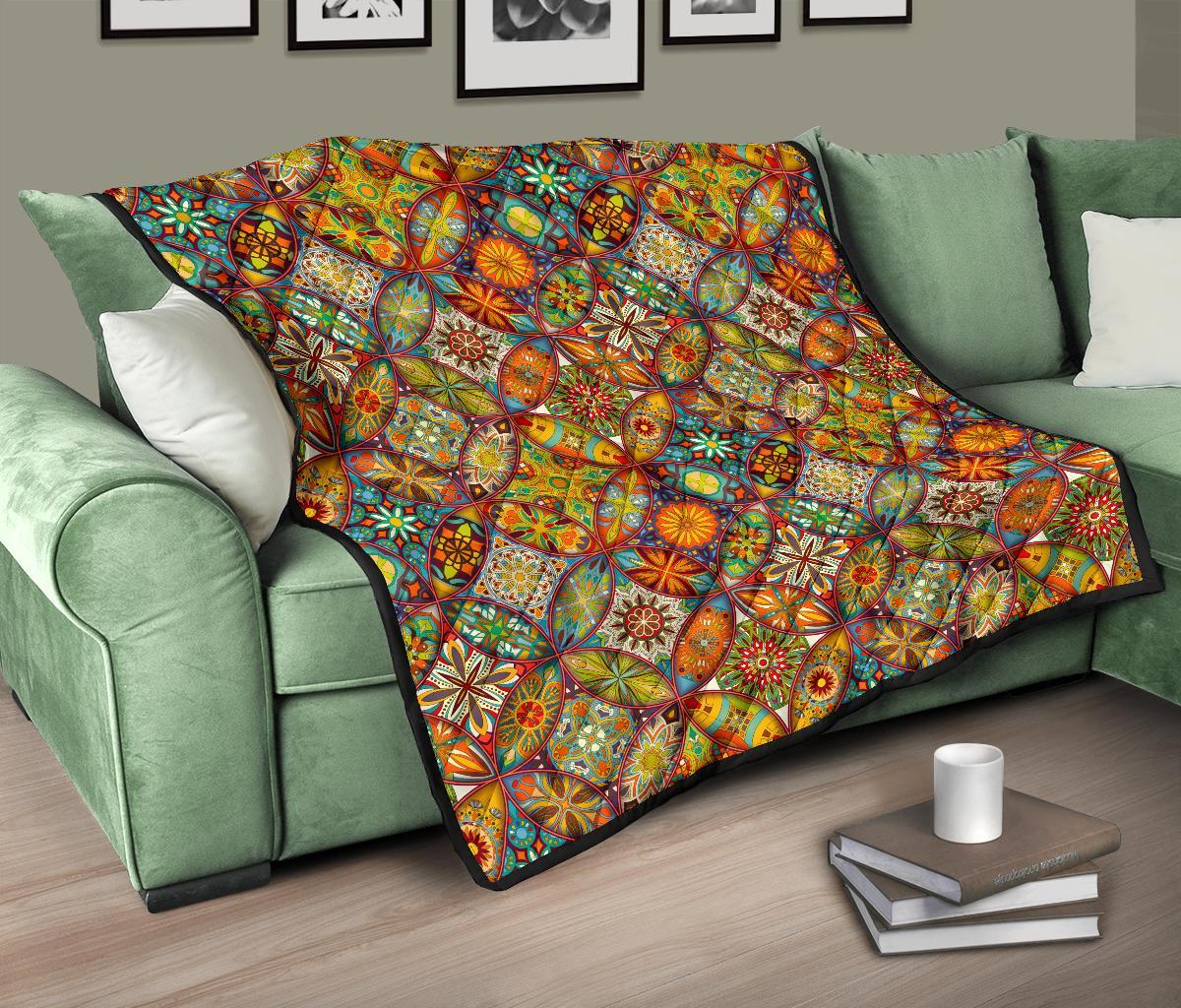 Bohemian Patchwork Print Pattern Quilt-grizzshop