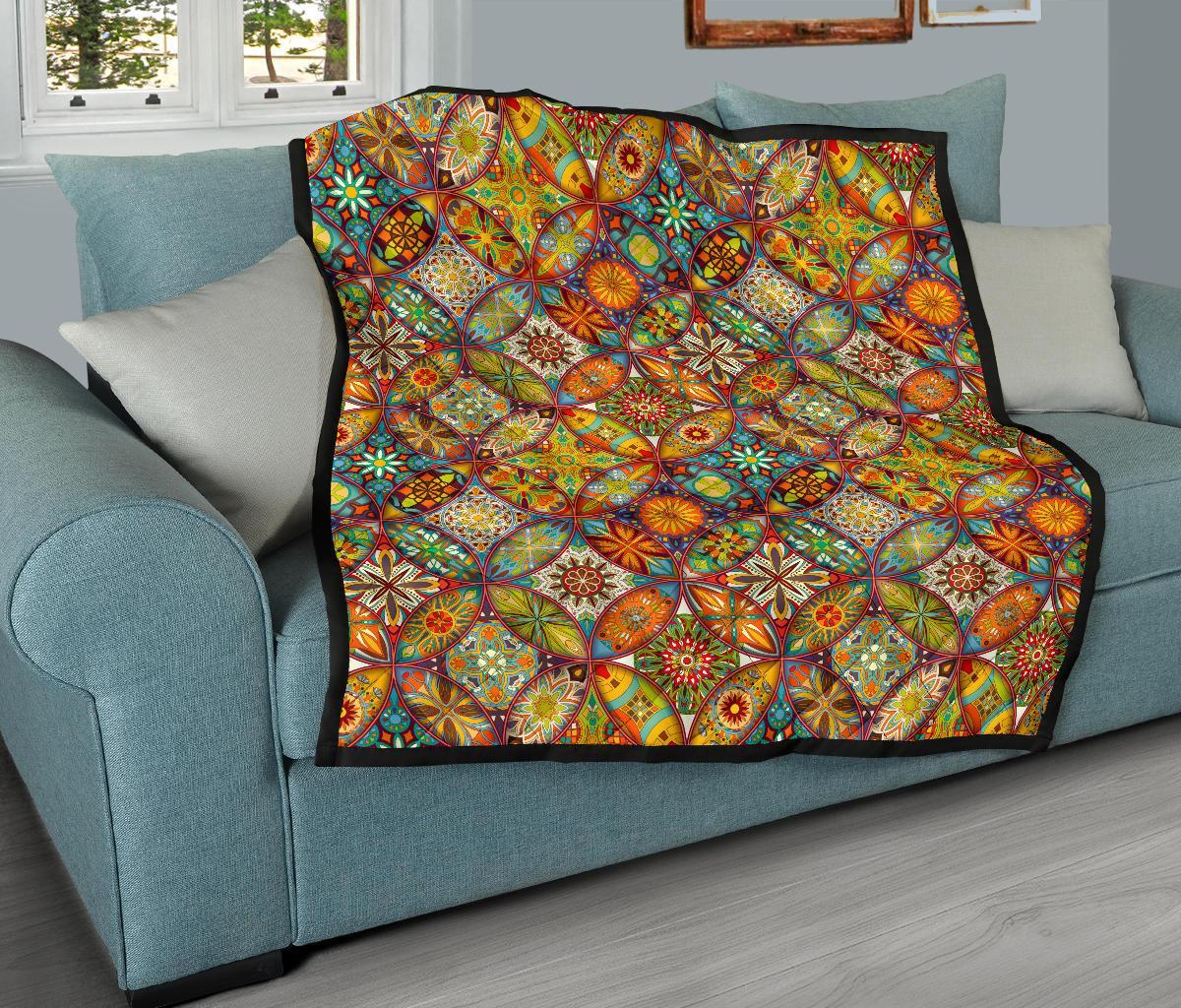 Bohemian Patchwork Print Pattern Quilt-grizzshop