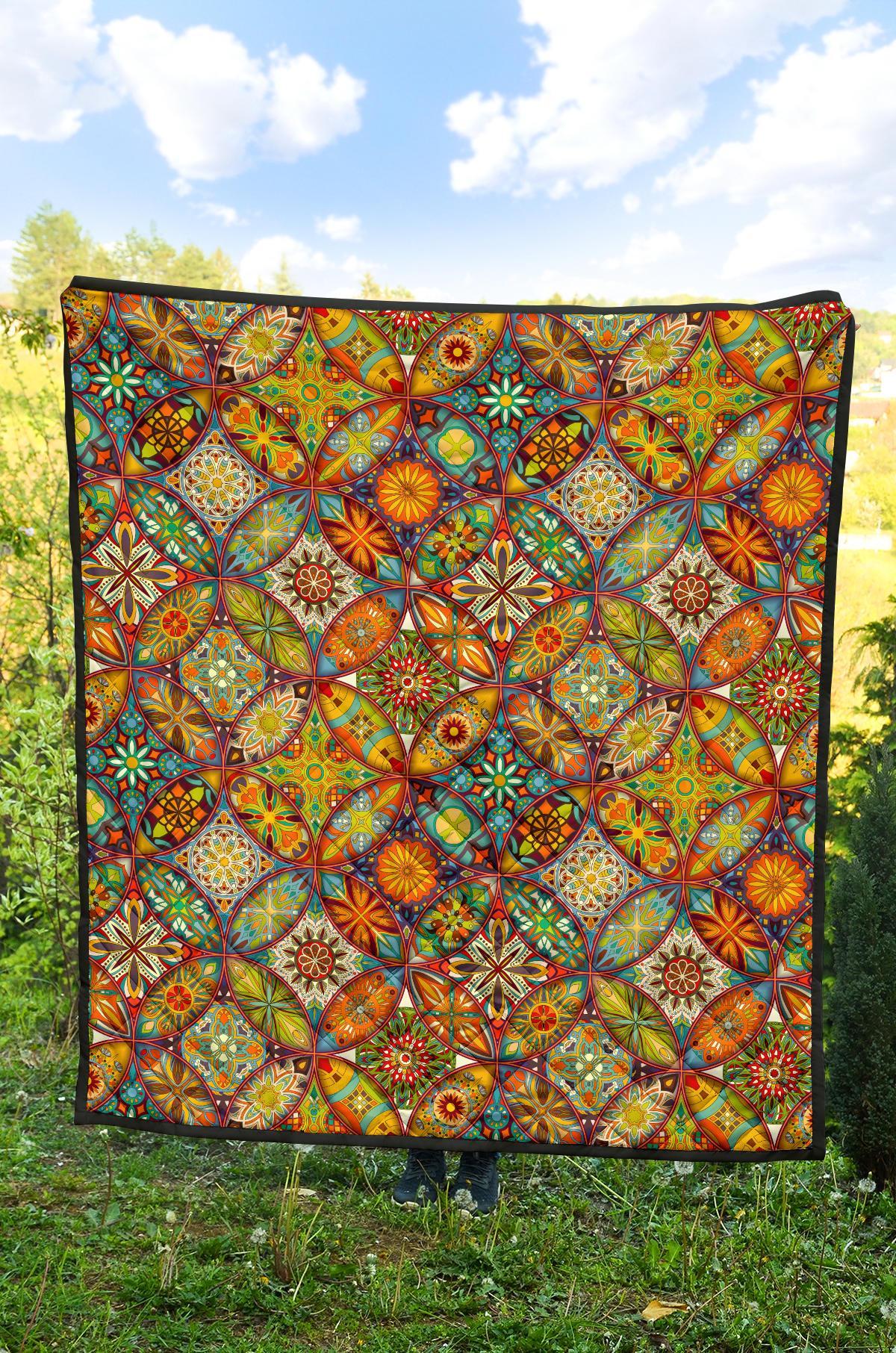 Bohemian Patchwork Print Pattern Quilt-grizzshop