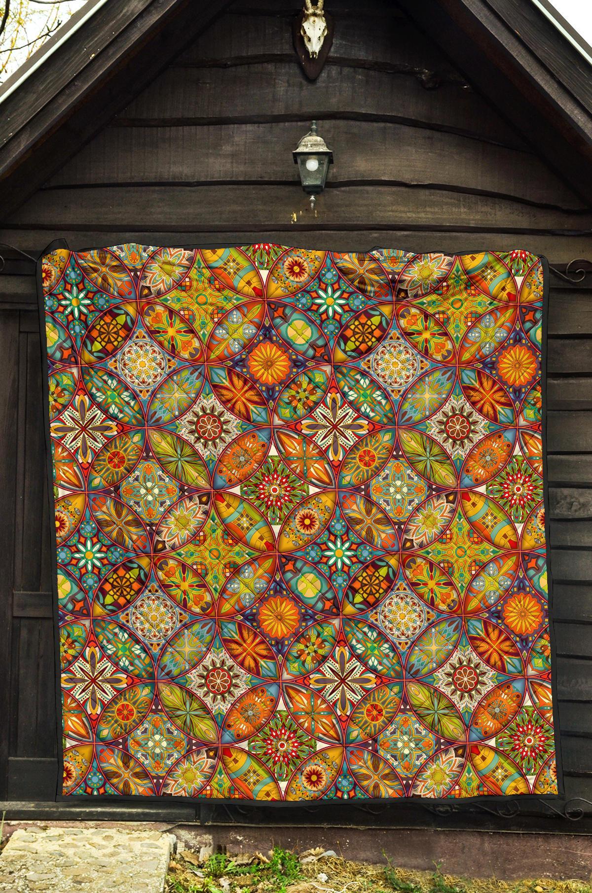 Bohemian Patchwork Print Pattern Quilt-grizzshop