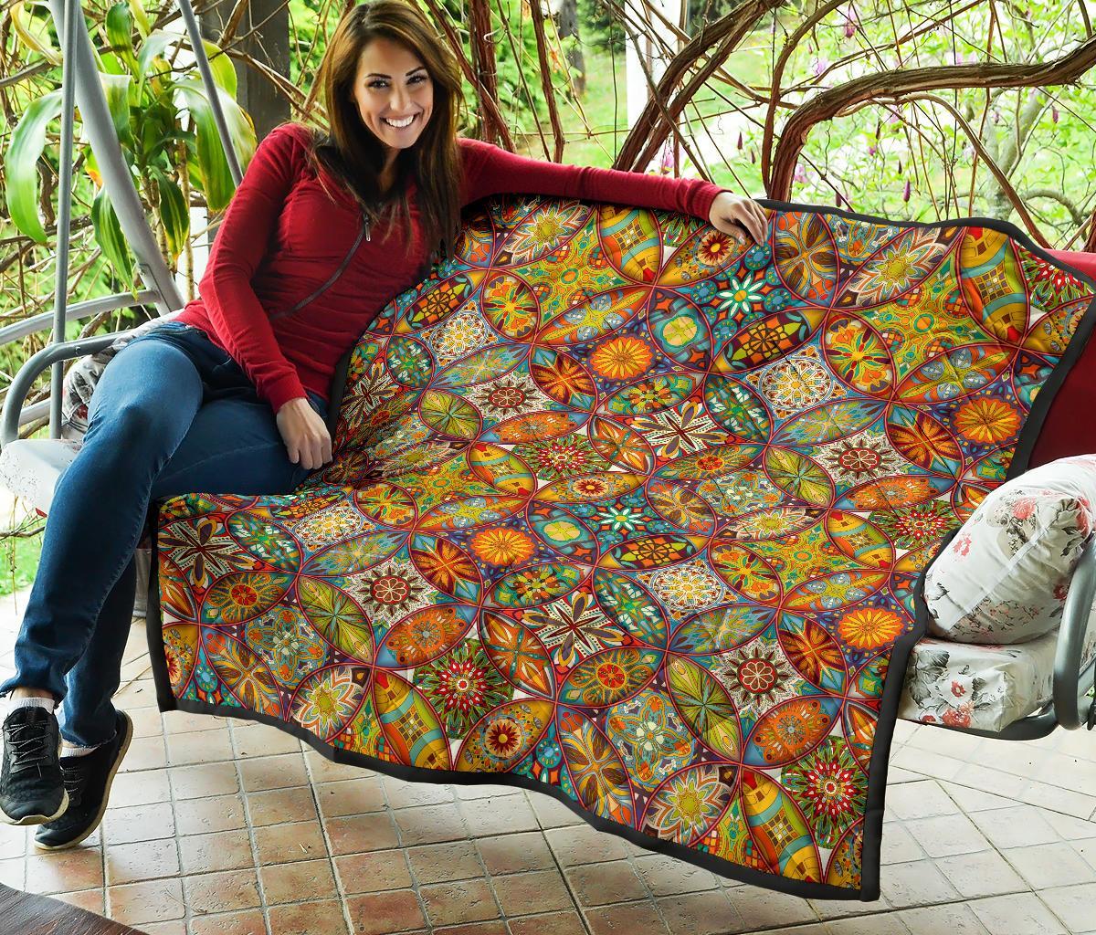 Bohemian Patchwork Print Pattern Quilt-grizzshop