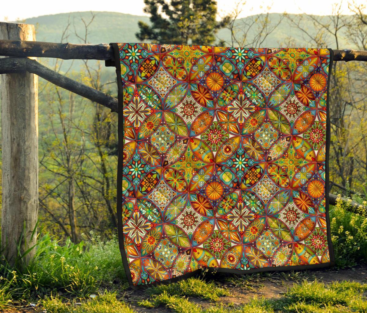 Bohemian Patchwork Print Pattern Quilt-grizzshop