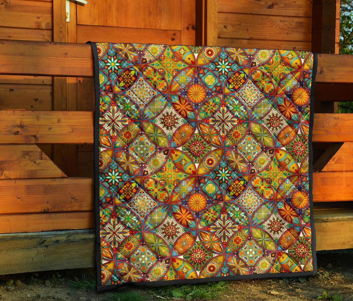 Bohemian Patchwork Print Pattern Quilt-grizzshop