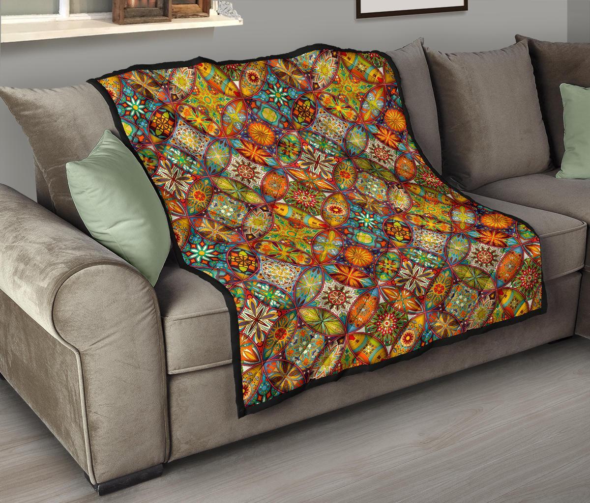Bohemian Patchwork Print Pattern Quilt-grizzshop