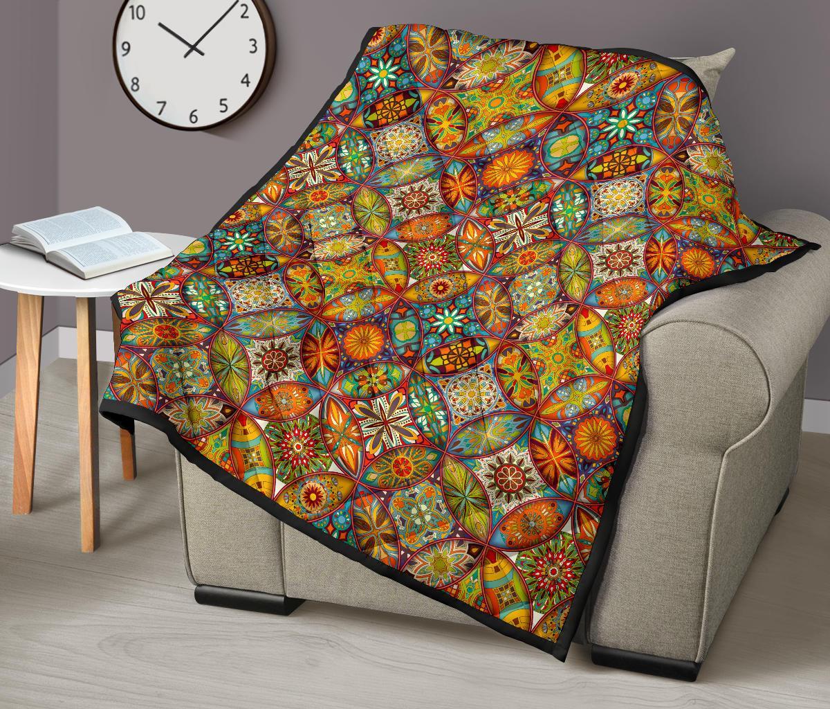 Bohemian Patchwork Print Pattern Quilt-grizzshop