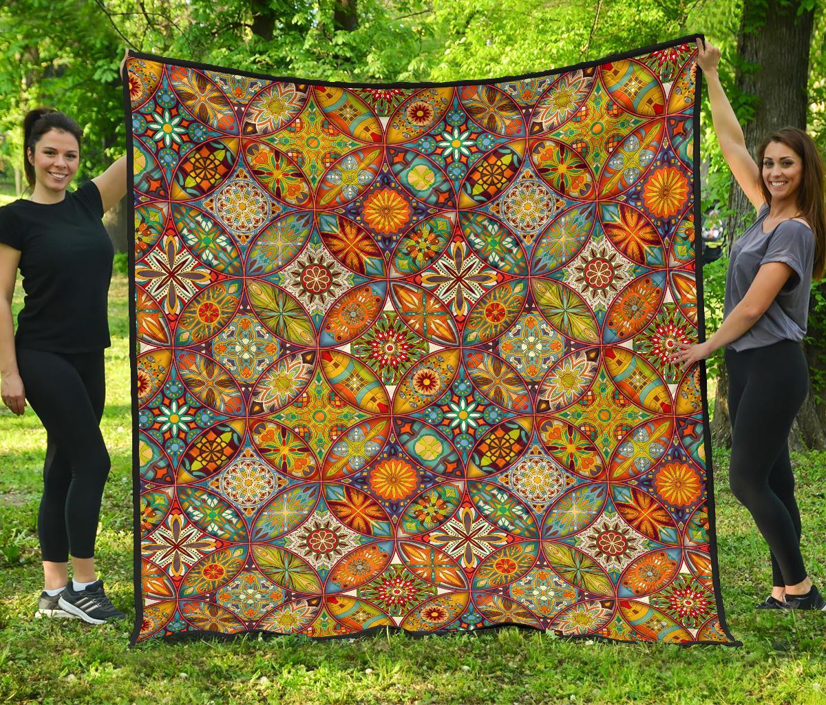 Bohemian Patchwork Print Pattern Quilt-grizzshop