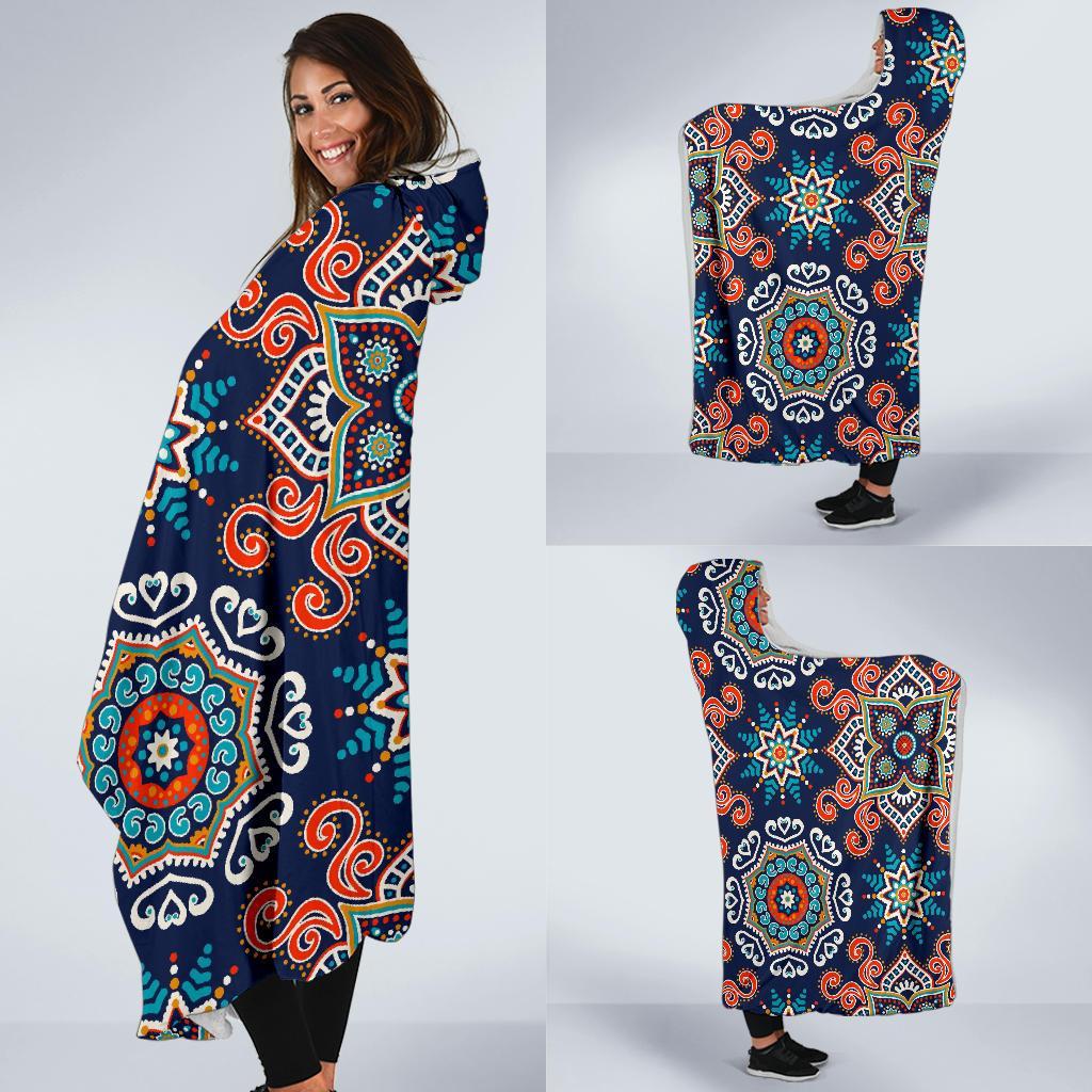 Bohemian Pattern Print Hooded Blanket-grizzshop