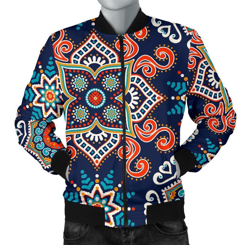 Bohemian Pattern Print Men's Bomber Jacket-grizzshop