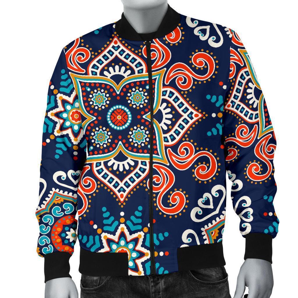Bohemian Pattern Print Men's Bomber Jacket-grizzshop