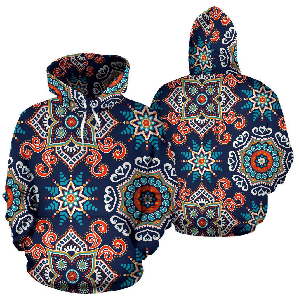 Bohemian Pattern Print Women Men Pullover Hoodie-grizzshop