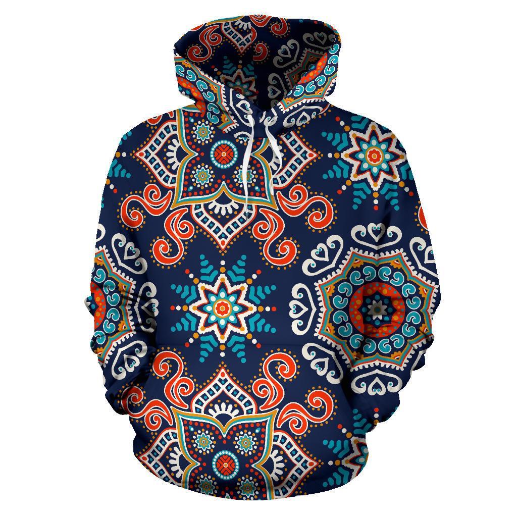 Bohemian Pattern Print Women Men Pullover Hoodie-grizzshop