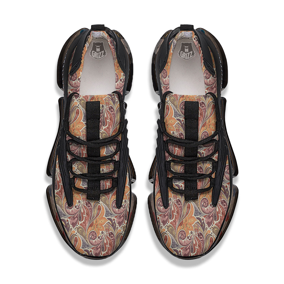 Bohemian Pigeon Floral Print Pattern Black Gym Shoes-grizzshop