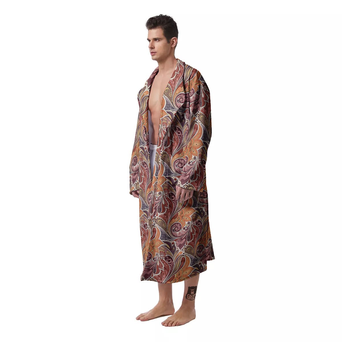 Bohemian Pigeon Floral Print Pattern Men's Robe-grizzshop